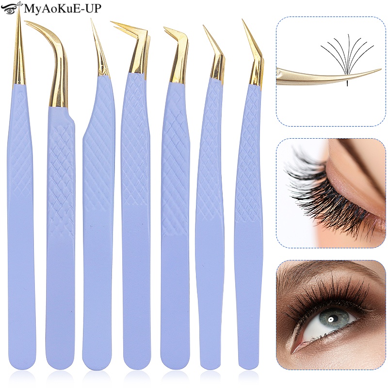 Refill Eyelash Extension - Pincettes d'extension de cils violettes en
