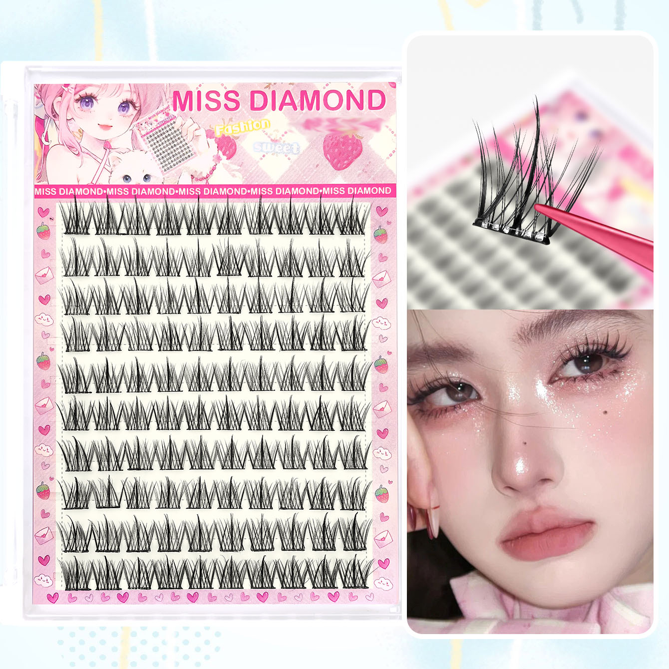 Eyelash Extension Single Lash - 10 rangées de faux cils auto-adhésifs