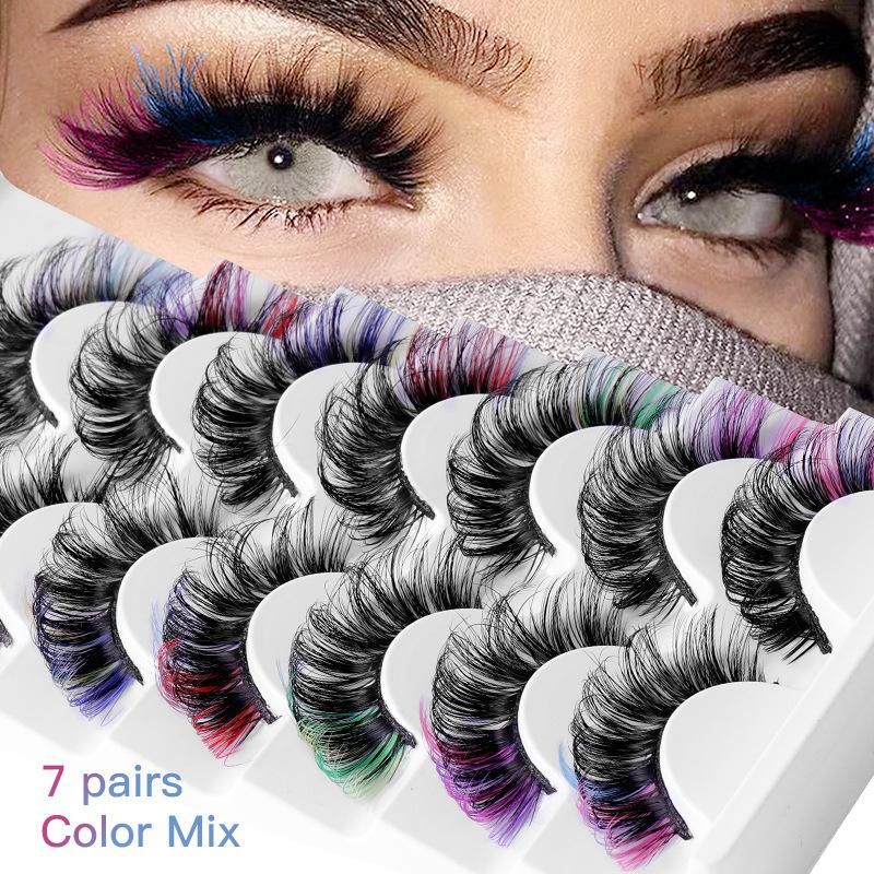 7 paires de faux cils colorés  - Eyelash Extension Volume avis et prix